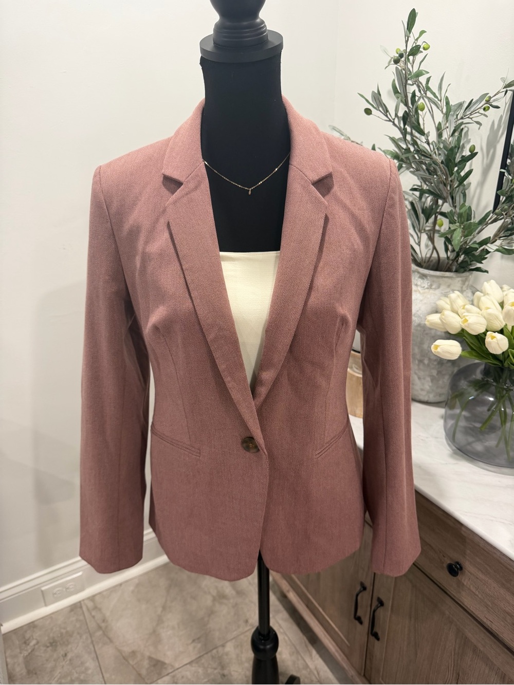Express Mauve Rose Single-Button Blazer Jacket Size 10 - Picture 2 of 15